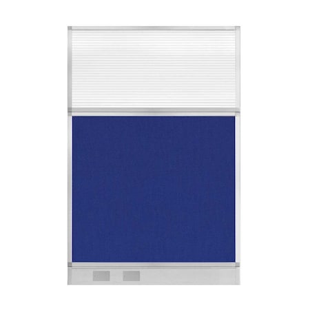 Versare Hush Panel Cubicle Partition 4' x 6' Royal Blue Fabric Clear Fluted Window w/ Cable Channel 1855605-1